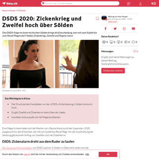 A complete backup of www.nau.ch/people/tv-serien/dsds-2020-zickenkrieg-und-zweifel-hoch-uber-solden-65663147