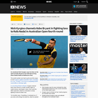 A complete backup of www.abc.net.au/news/2020-01-28/kyrgios-channels-special-kobe-in-thrilling-battle-with-nadal/11905144