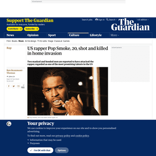 A complete backup of www.theguardian.com/music/2020/feb/19/us-rapper-pop-smoke-20-shot-and-killed-in-home-invasion
