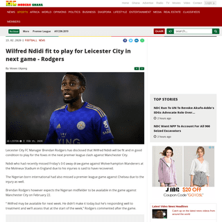 A complete backup of www.modernghana.com/sports/984789/wilfred-ndidi-fit-to-play-for-leicester-city-in.html