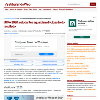 A complete backup of www.vestibulandoweb.com.br/educacao/aprovados/divulgacao-resultado-ufpa-2020/