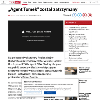 A complete backup of www.tvp.info/46721016/agent-tomek-zostal-zatrzymany