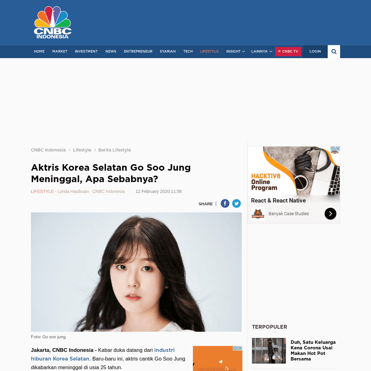 Aktris Korea Selatan Go Soo Jung Meninggal, Apa Sebabnya-