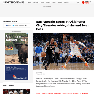 San Antonio Spurs at Oklahoma City Thunder odds, picks and best bets