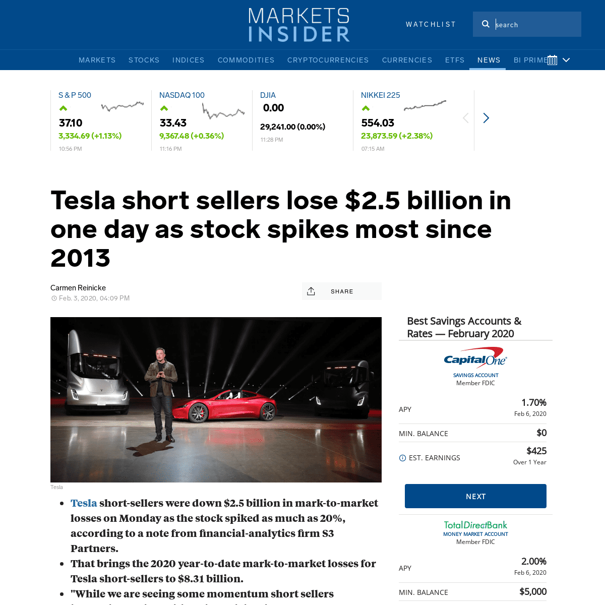 A complete backup of www.businessinsider.com/tesla-stock-price-gain-short-sellers-down-billions-one-day-2020-2