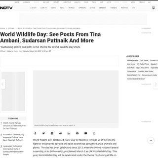 World Wildlife Day- See Posts From Tina Ambani, Sudarsan Pattnaik And More