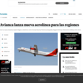 A complete backup of www.portafolio.co/negocios/empresas/avianca-lanza-nueva-aerolinea-para-las-regiones-538067