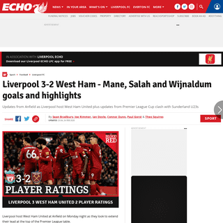 Liverpool 3-2 West Ham - Mane, Salah and Wijnaldum goals and highlights - Liverpool Echo