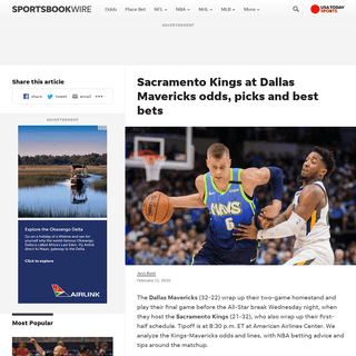 A complete backup of sportsbookwire.usatoday.com/2020/02/12/sacramento-kings-at-dallas-mavericks-odds-picks-and-best-bets/