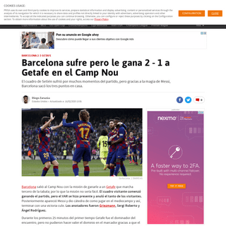 Barcelona sufre pero le gana 2 - 1 a Getafe en el Camp Nou - AS USA