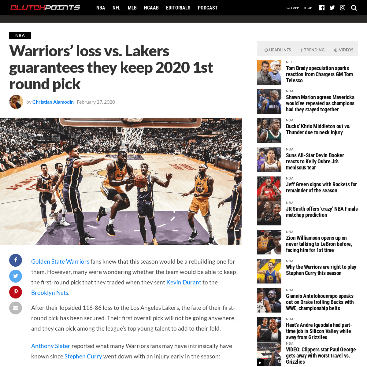 A complete backup of clutchpoints.com/warriors-news-dubs-loss-vs-lakers-guarantees-they-keep-2020-1st-round-pick/