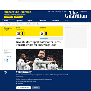 A complete backup of www.theguardian.com/football/2020/feb/26/lyon-juventus-champions-league-last-16-first-leg-match-report