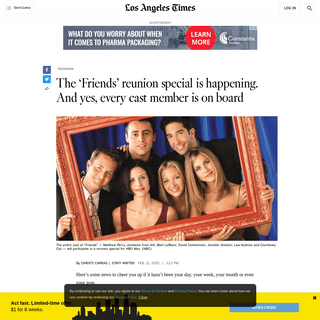 A complete backup of www.latimes.com/entertainment-arts/tv/story/2020-02-21/friends-reunion-special-hbo-max-jennifer-aniston