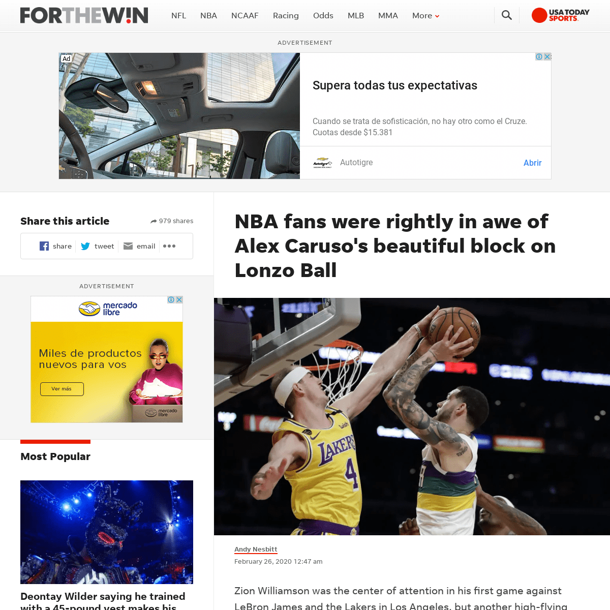 A complete backup of ftw.usatoday.com/2020/02/pelicans-lakers-alex-caruso-block-on-lonzo-ball-had-fans-in-awe