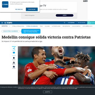 A complete backup of www.eltiempo.com/deportes/futbol-colombiano/medellin-vence-a-patriotas-3-1-en-la-fecha-4-de-la-liga-460074