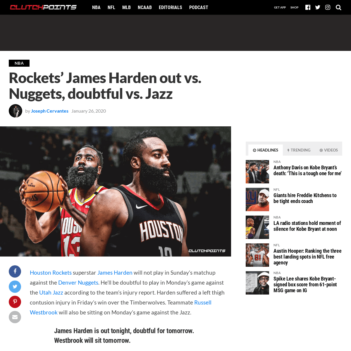 A complete backup of clutchpoints.com/rockets-news-james-harden-out-vs-nuggets-doubtful-vs-jazz/