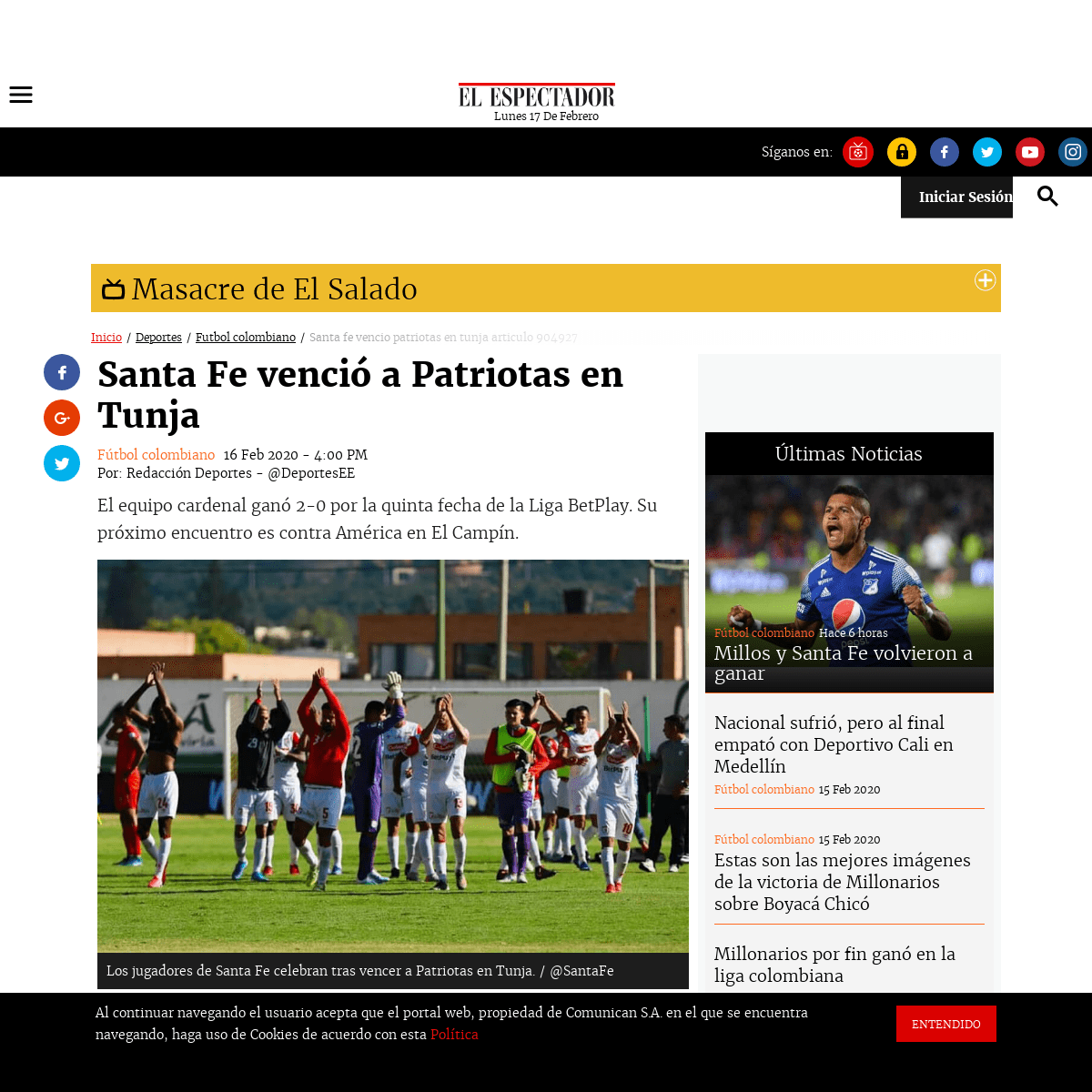 A complete backup of www.elespectador.com/deportes/futbol-colombiano/santa-fe-vencio-patriotas-en-tunja-articulo-904927