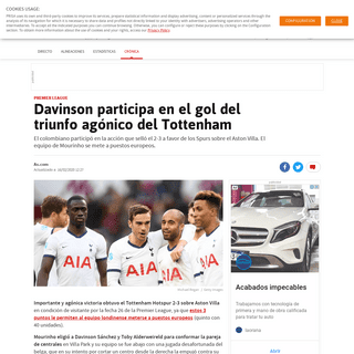 Davinson participa en el gol del triunfo agÃ³nico del Tottenham - AS Colombia