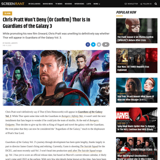 Guardians of the Galaxy 3- Chris Pratt Wonâ€™t Deny Thor Is In MCU Film