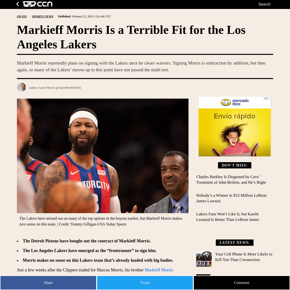 A complete backup of www.ccn.com/markieff-morris-is-a-terrible-fit-for-the-los-angeles-lakers/