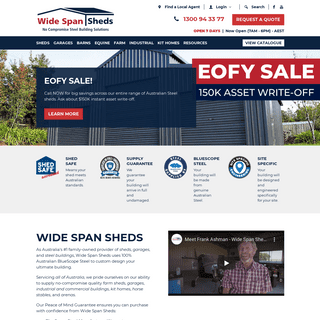 Wide Span Sheds - Australia's #1 Shed Specialist - Phone 7 Days- 1300-94-33-77