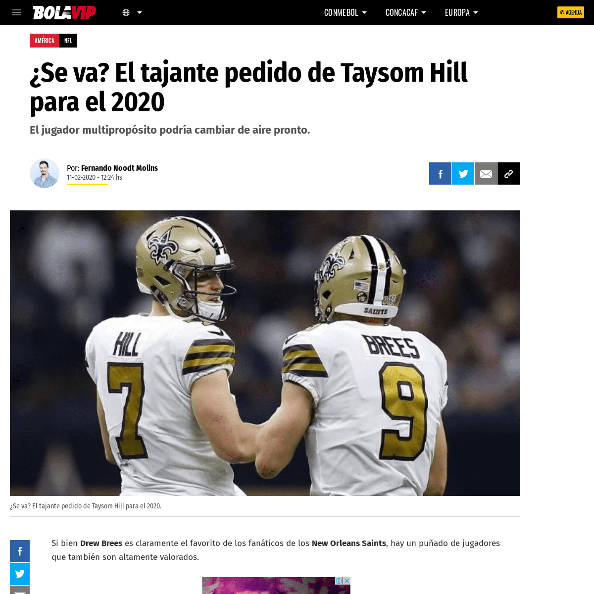 A complete backup of bolavip.com/america/se-va-tajante-pedido-Taysom-Hill-New-Orleans-Saints-2020-NFL-20200211-0054.html