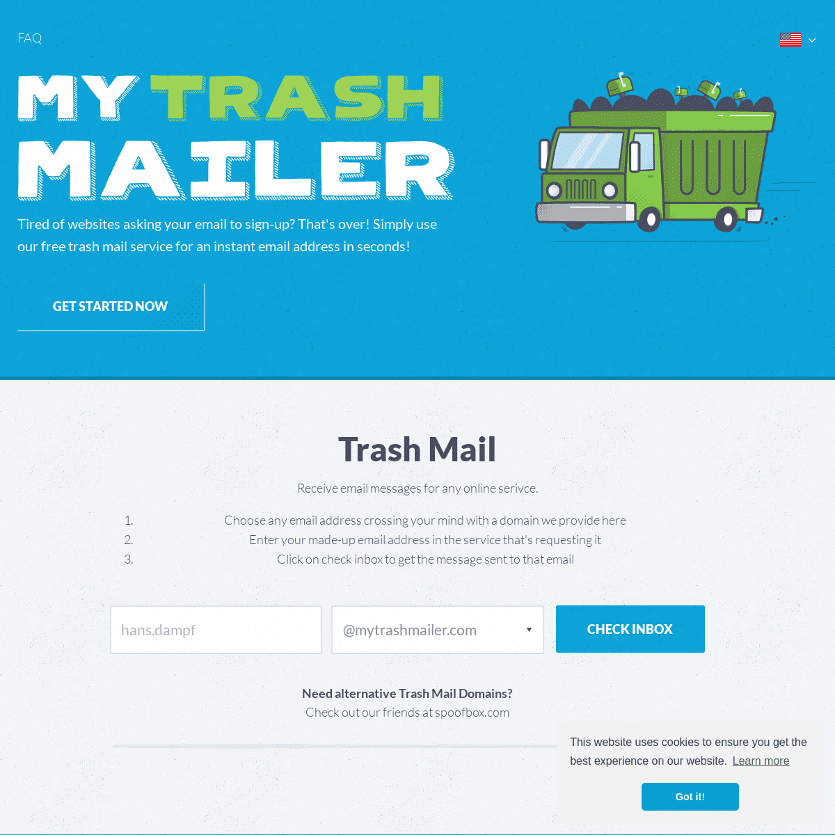 Trash Mail Â» Receive emails online and protect your privacy - mytrashmailer.com