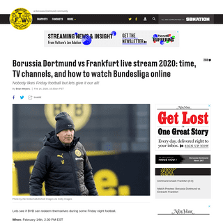 Borussia Dortmund vs Frankfurt live stream 2020- time, TV channels, and how to watch Bundesliga online - Fear The Wall