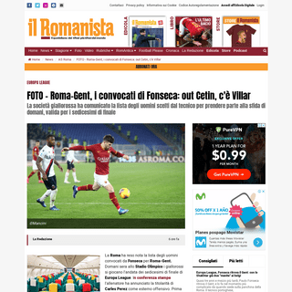 A complete backup of www.ilromanista.eu/news/as-roma/28050/foto-roma-gent-i-convocati-di-fonseca-ci-sono-perez-e-villar