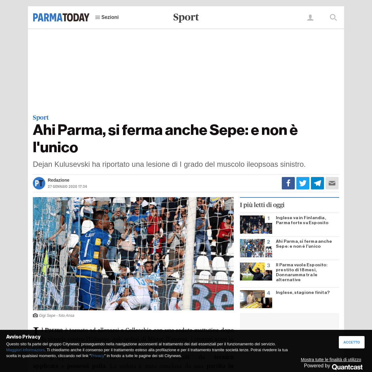 A complete backup of www.parmatoday.it/sport/infortunio-sepe-parma-udinese-fantacalcio.html