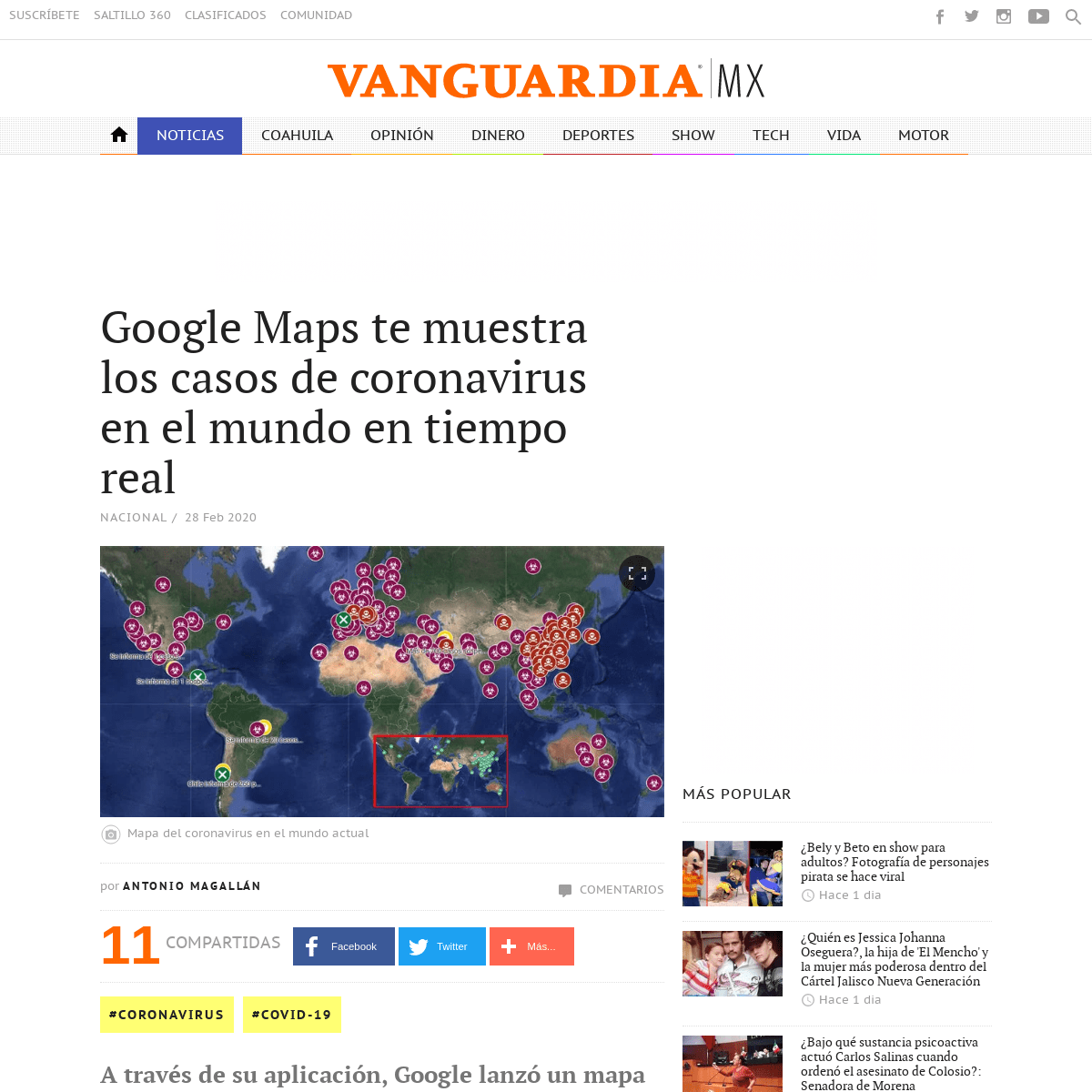 Google Maps te muestra los casos de coronavirus en el mundo en tiempo
