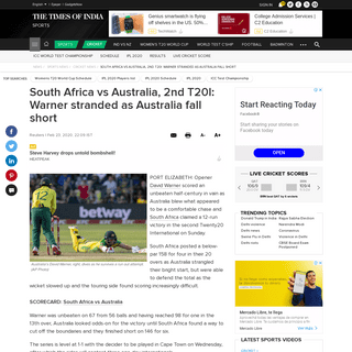 A complete backup of timesofindia.indiatimes.com/sports/cricket/australia-in-south-africa/south-africa-vs-australia-2nd-t20i-war