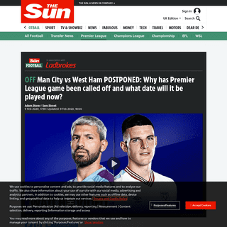A complete backup of www.thesun.co.uk/sport/football/10921467/man-city-west-ham-postponed-new-date-storm-ciara-premier-league/
