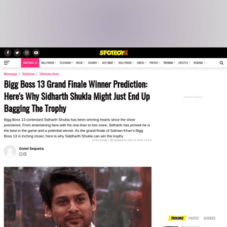 Bigg Boss 13 Grand Finale Winner Prediction- Here's Why Sidharth Shukla Might Just End Up Bagging The Trophy