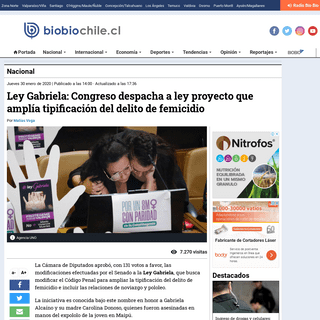 A complete backup of www.biobiochile.cl/noticias/nacional/chile/2020/01/30/congreso-aprueba-ley-gabriela-y-queda-lista-para-ser-