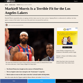 Markieff Morris Is a Terrible Fit for the Los Angeles Lakers