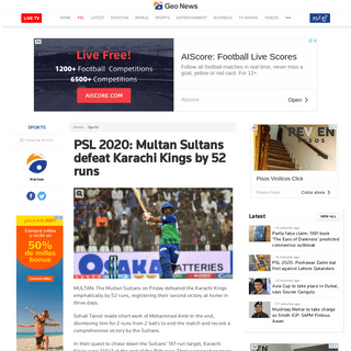 A complete backup of www.geo.tv/latest/274758-psl-2020-karachi-kings-win-toss-put-multan-sultan-in-to-bat