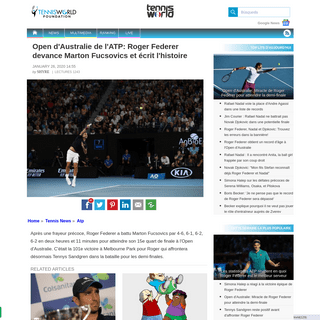A complete backup of www.tennisworldfr.com/tennis/news/Atp/5206/open-d-australie-de-l-atp-roger-federer-devance-marton-fucsovics