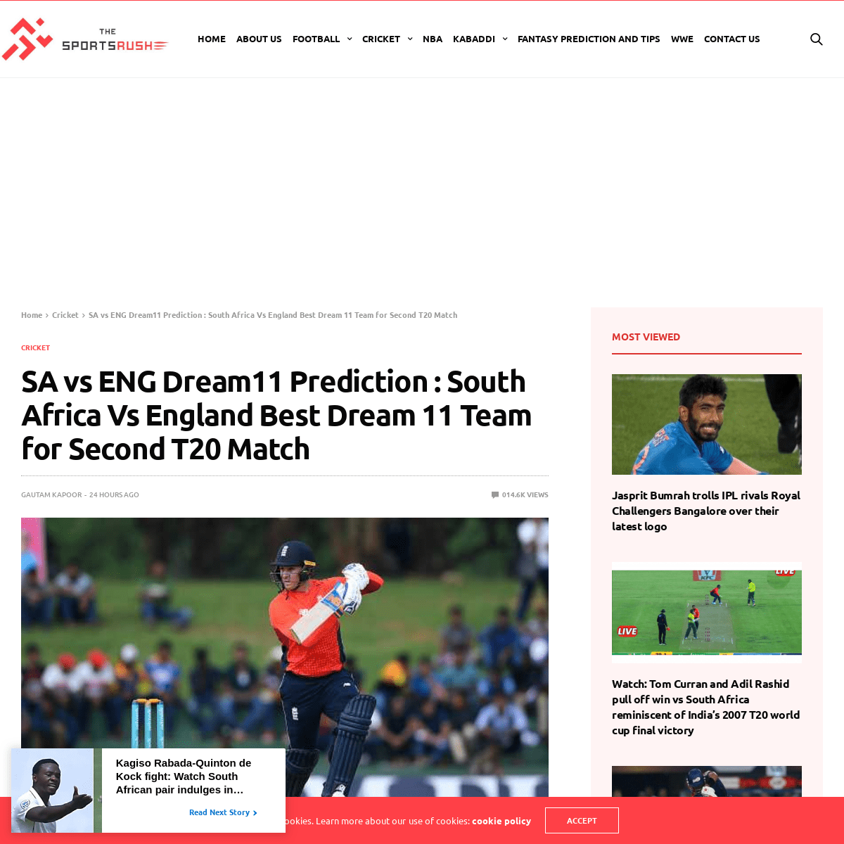 A complete backup of thesportsrush.com/eng-vs-sa-dream11-prediction-south-africa-vs-england-best-dream-11-team-for-second-t20-ma