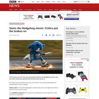 Sonic the Hedgehog movie- Critics put the brakes on - BBC News