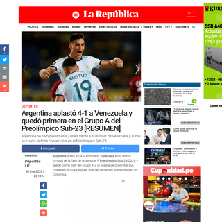 A complete backup of larepublica.pe/deportes/2020/01/30/argentina-vs-venezuela-en-vivo-directv-sports-en-directo-online-tyc-spor