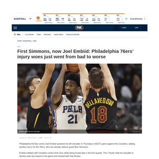 A complete backup of www.foxsports.com.au/basketball/nba/philadelphia-76ers-injury-woes-go-from-bad-to-worse-as-grimacing-joel-e