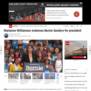 Marianne Williamson endorses Bernie Sanders for president - CNNPolitics