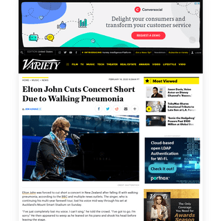Elton John Cuts Concert Short Due to Walking Pneumonia â€“ Variety