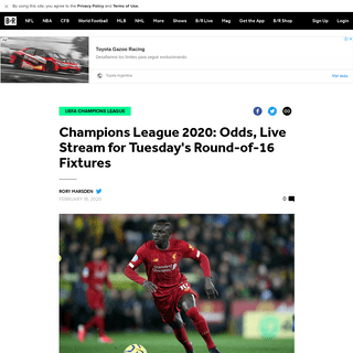 A complete backup of bleacherreport.com/articles/2876569-champions-league-2020-odds-live-stream-for-tuesdays-round-of-16-fixture