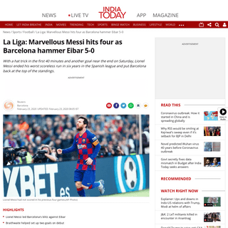 Messi nets 4 goals against Eibar to end scoreless streak - Sports News