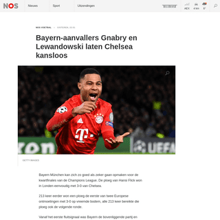 Bayern-aanvallers Gnabry en Lewandowski laten Chelsea kansloos - NOS