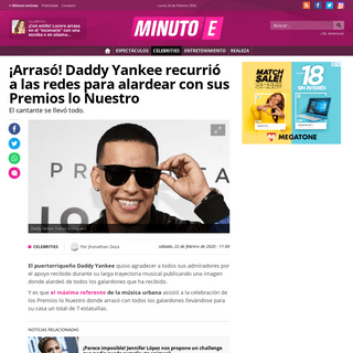 Â¡ArrasÃ³! Daddy Yankee recurriÃ³ a las redes para alardear con sus Premios lo Nuestro - Minuto Entertainment