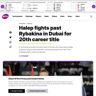 A complete backup of www.wtatennis.com/news/1618866/halep-fights-past-rybakina-in-dubai-for-20th-career-title