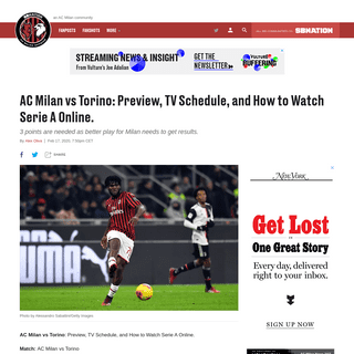 AC Milan vs Torino- Preview, TV Schedule, and How to Watch Serie A Online. - The AC Milan Offside